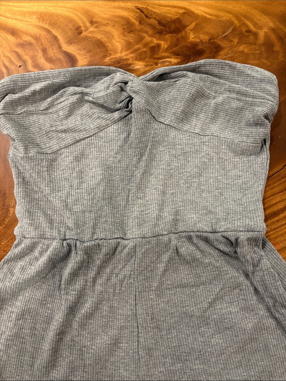 Gray Ribbed Strapless Romper - Picture 2 of 2